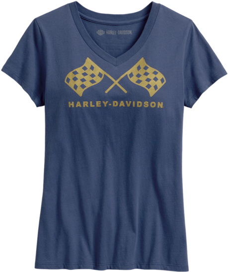 Women's Retro Race Flag V-neck Tee - Active Shirt (600x600), Png Download