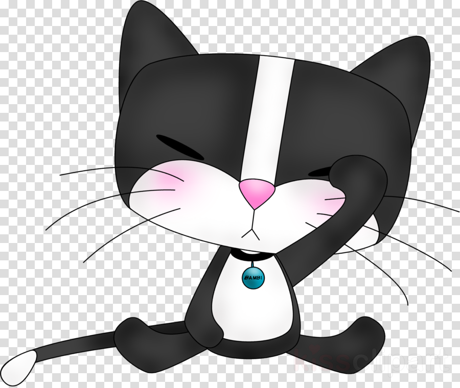 Tuxedo Cat Cartoon Transparent Clipart Kitten Black - Clip Art (900x760), Png Download