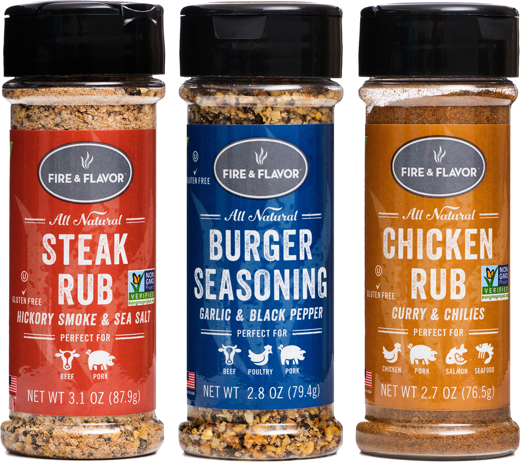 Fire & Flavor Rub & Seasoning Variety 3-pack, - Spice Rubs For Chicken And Steak (1800x2000), Png Download