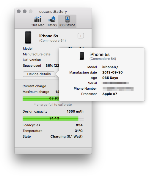 Versus An Iphone 5s - Coconut Battery Iphone 6 (523x602), Png Download