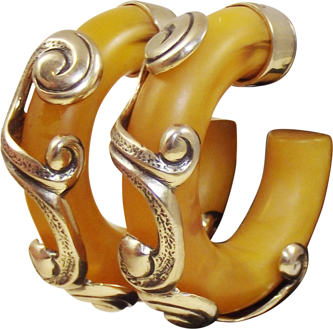 Vintage Apple Juice Bakelite And Gold Tone Overlay - Body Jewelry (1417x1417), Png Download