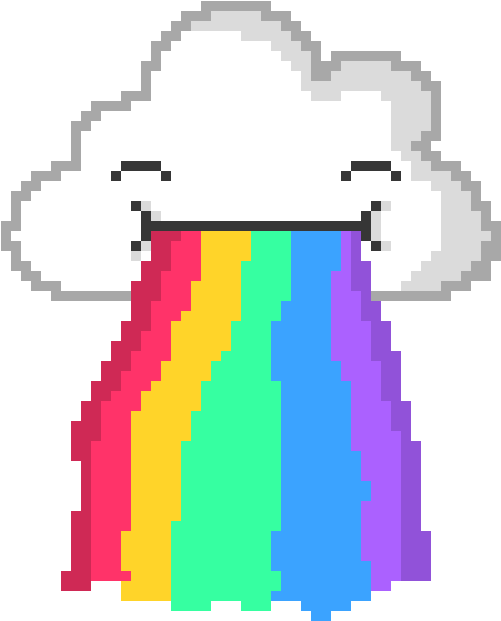 Rainbow Puking Cloud - Rainbow Cloud Pixel Art (640x680), Png Download