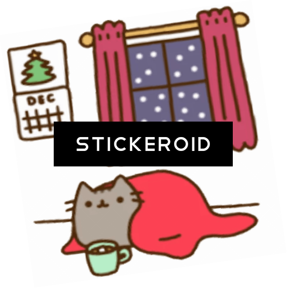 Стикер Pusheen - Navidad Dibujo De Pusheen (577x578), Png Download