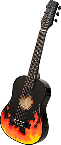 Acoustic Guitar Black Flames, Black, Large - Acoustic Guitar (209x492), Png Download