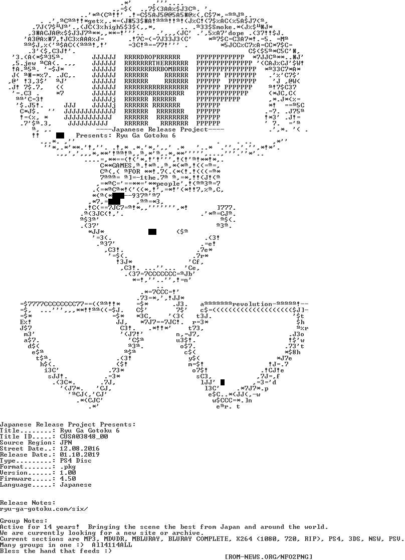 Ryu - Ga - Gotoku - 6 Jpn Ps4-jrp - - Playstation 4 (808x1116), Png Download