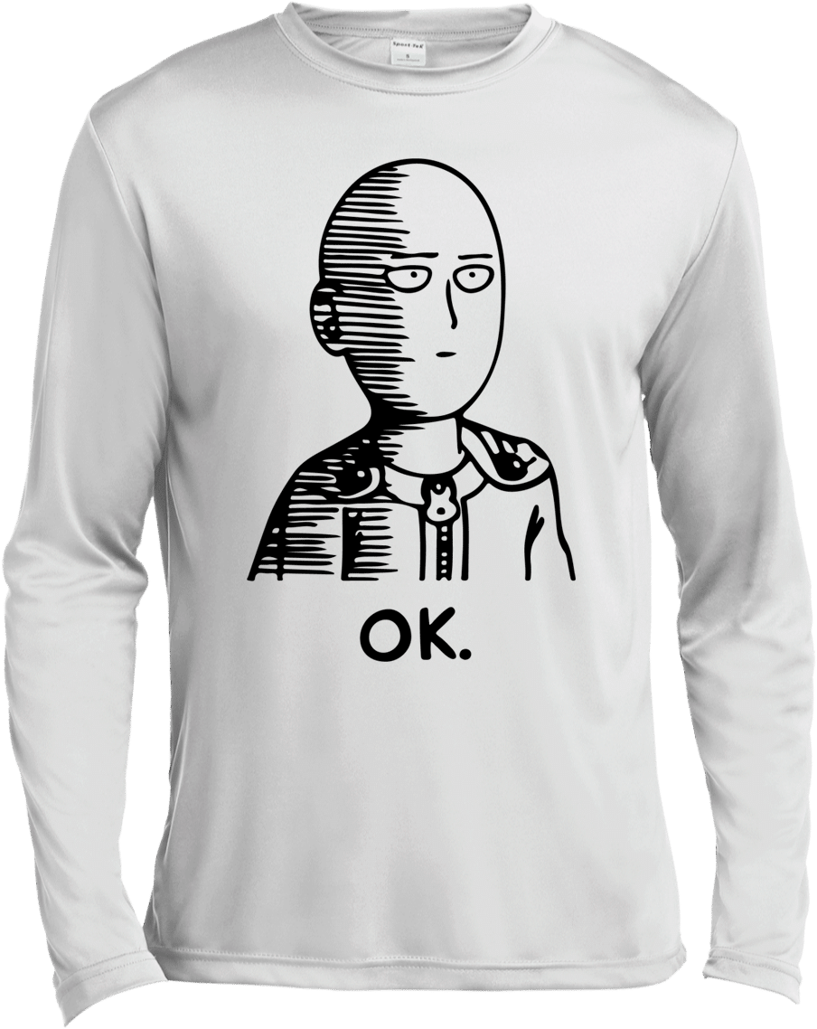One Punch Man Saitama Ok Long Sleeve T Shirt (1155x1155), Png Download