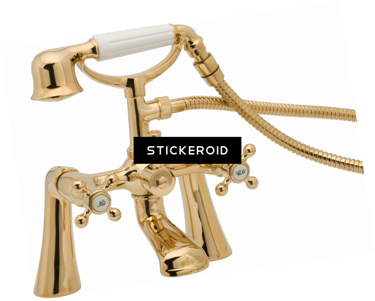 Gold Shower Mixer - Deva Tudor Pillar Mounted Bath Shower Mixer Tap Gold (1252x1005), Png Download