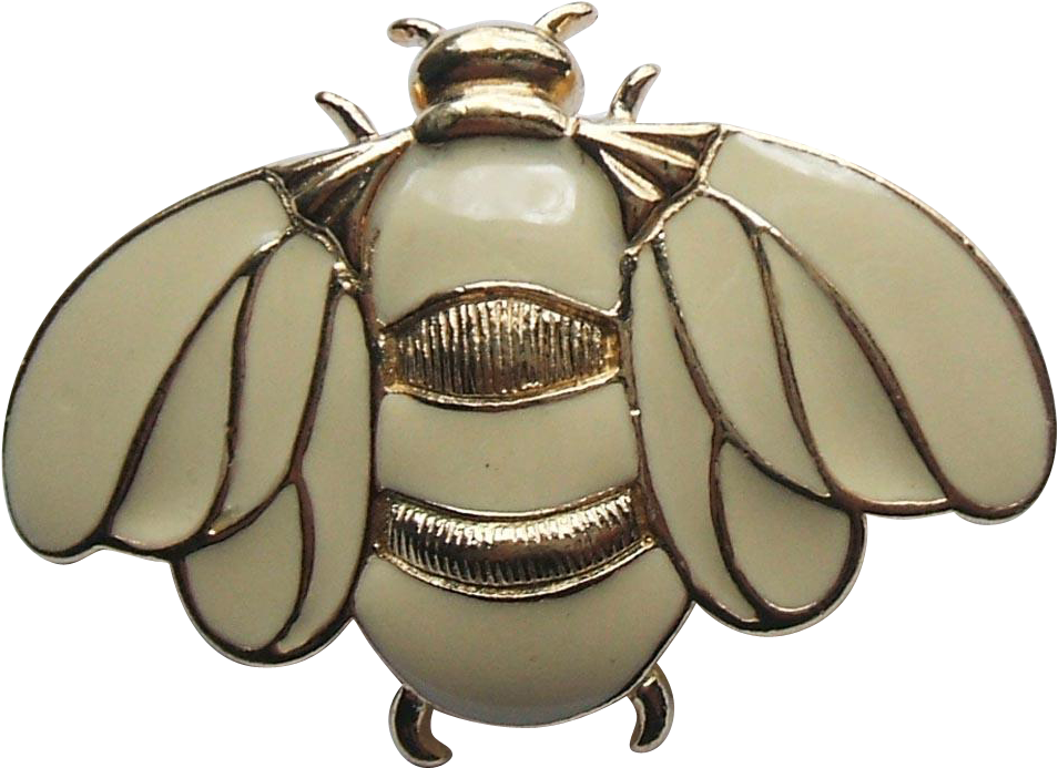Vintage Trifari Ivory Cream Enamel Gold Tone Bumblebee - Fly (953x953), Png Download