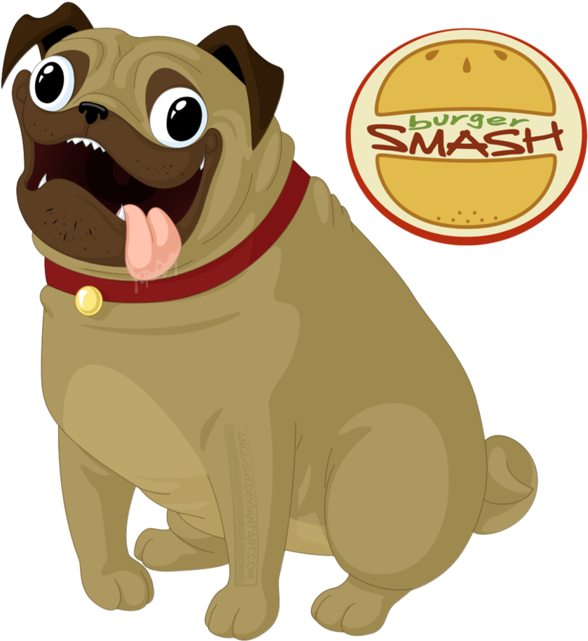 Typographic Drawing Pug Image Free Download - Fast Food (862x927), Png Download
