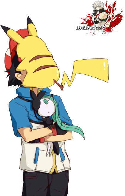Ash And Pikachu Pokemon Render Png By Bigbang27-d74zckx - Pokemon Ash X Meloetta (600x700), Png Download