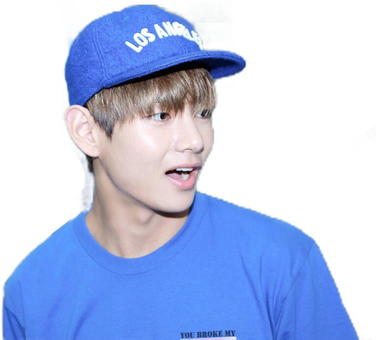 Taehyung V Bangtan Bts Blue Hat Cap Kpop Kpoplover - Taehyung In Blue (761x688), Png Download