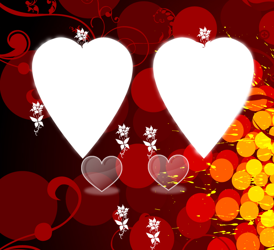 Descárgate Esta Plantilla Para Ayudarte A Imprimir - Marco Doble Corazon Png (871x794), Png Download
