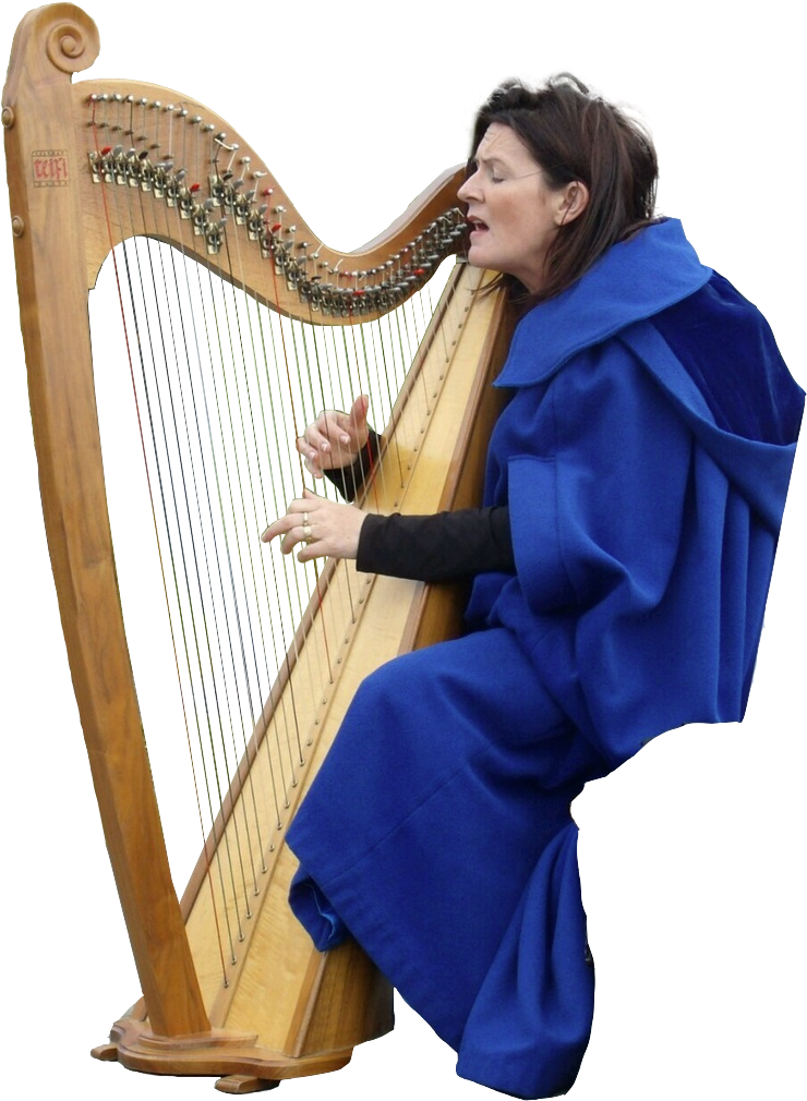 A Lady Playing The Harp (1536x1152), Png Download