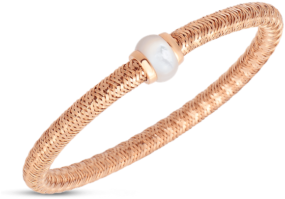 Roberto Coin Flexible Bangle With Mother Of Pearl - Gold (800x800), Png Download