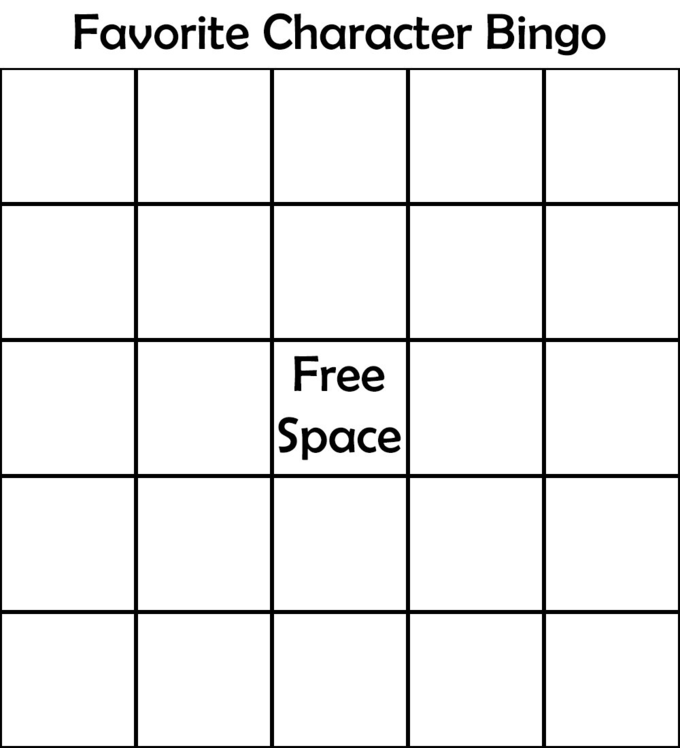 Favorite Character Bingo Free Space - Favorite Character Bingo Template (680x748), Png Download