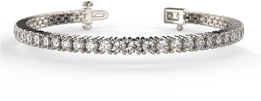Round Diamond Straight Line Bracelet - Bangle (850x478), Png Download