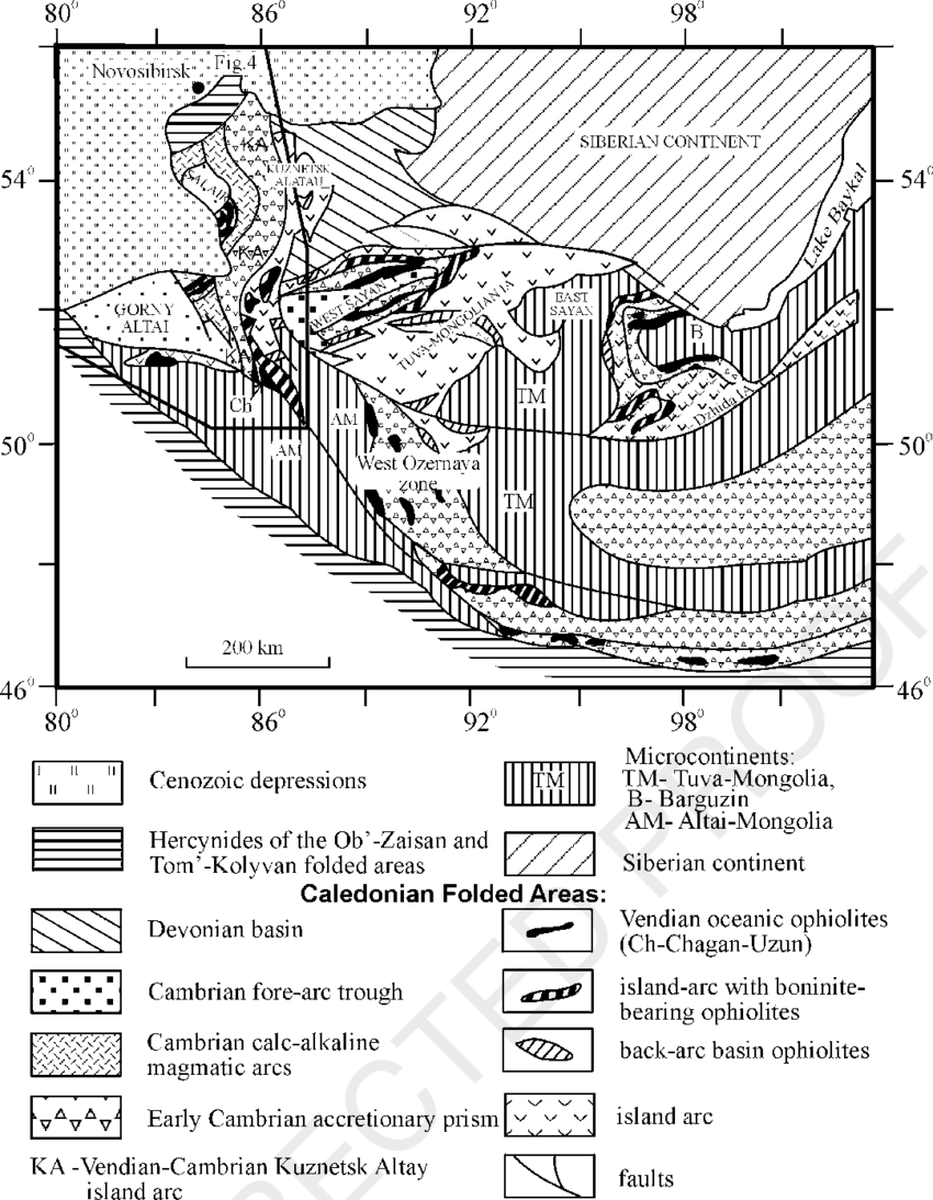 The Vendian-cambrian Island Arc Fragments In The Framework - Continent (850x1093), Png Download