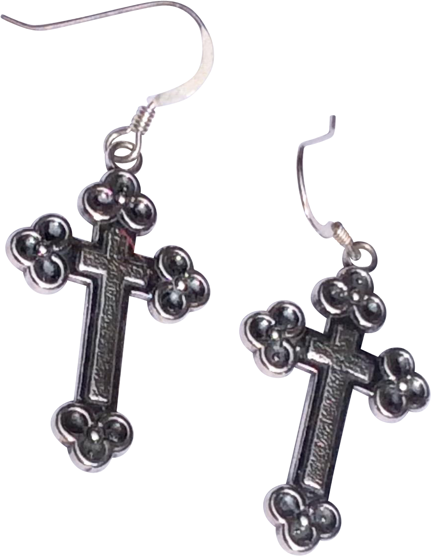 Vintage Sterling Silver Cross Dangle Earrings Found - Vintage Sterling Silver Cross Dangle Earrings (1119x1119), Png Download