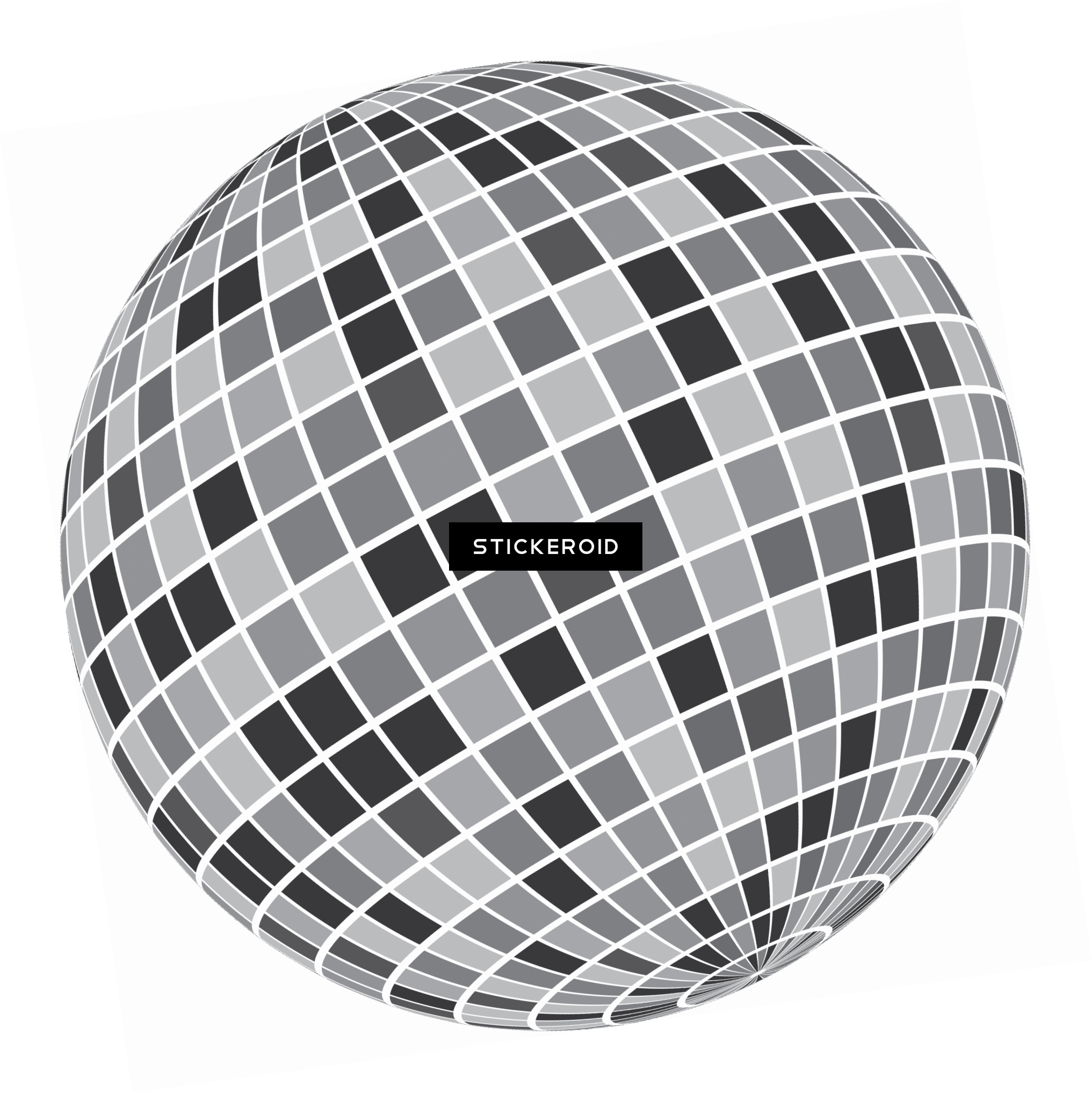 Grey Black White Disco Ball (2033x2034), Png Download