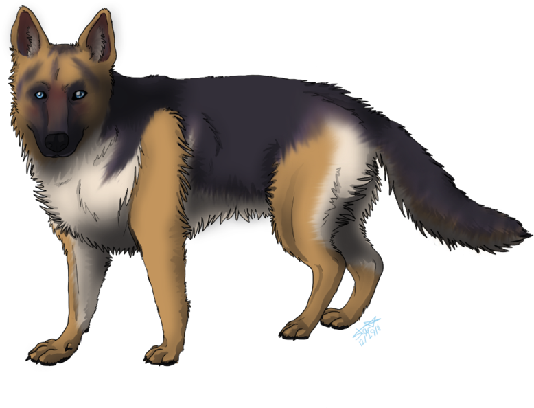 German Shepherd Dog By Starrywolfie-d4kihnq - German Shepherd Digital Art (900x684), Png Download