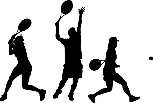 Female Filled Male Silhouette Sport Sports - Tennis Player Silhouette Png (502x340), Png Download