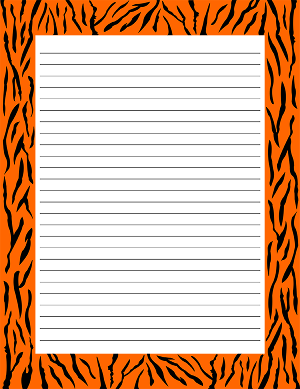 Free Printable Tiger Print Stationery In Jpg And Pdf - Illustration (600x776), Png Download