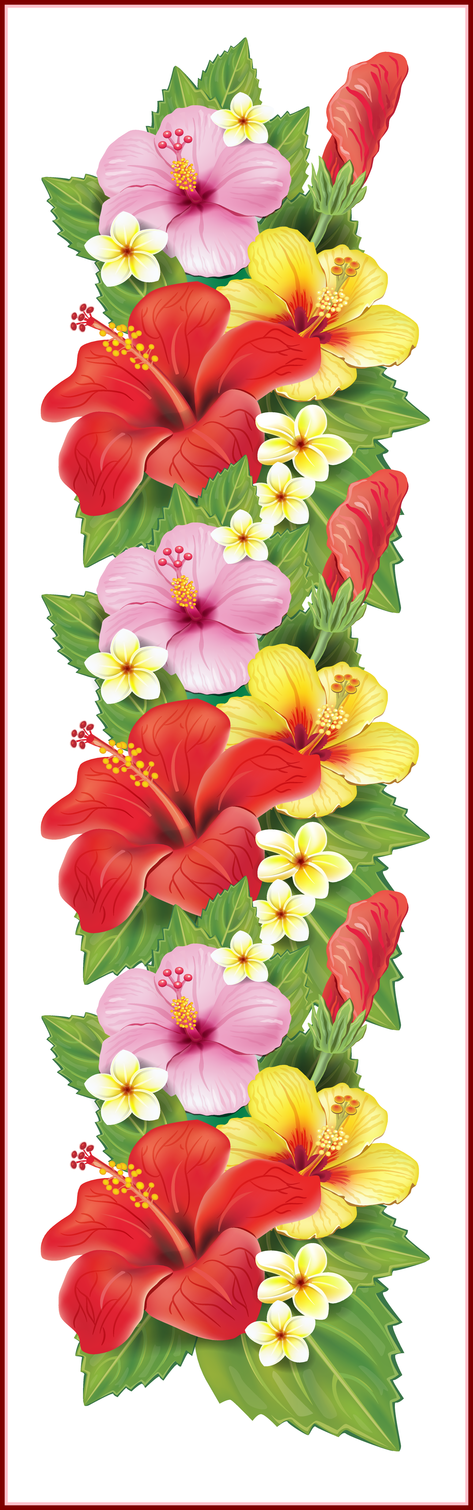 Fascinating Watercolor Floral Png Wedding Bouquet Stunning - Hawaiian Red Frame Png (1544x4922), Png Download
