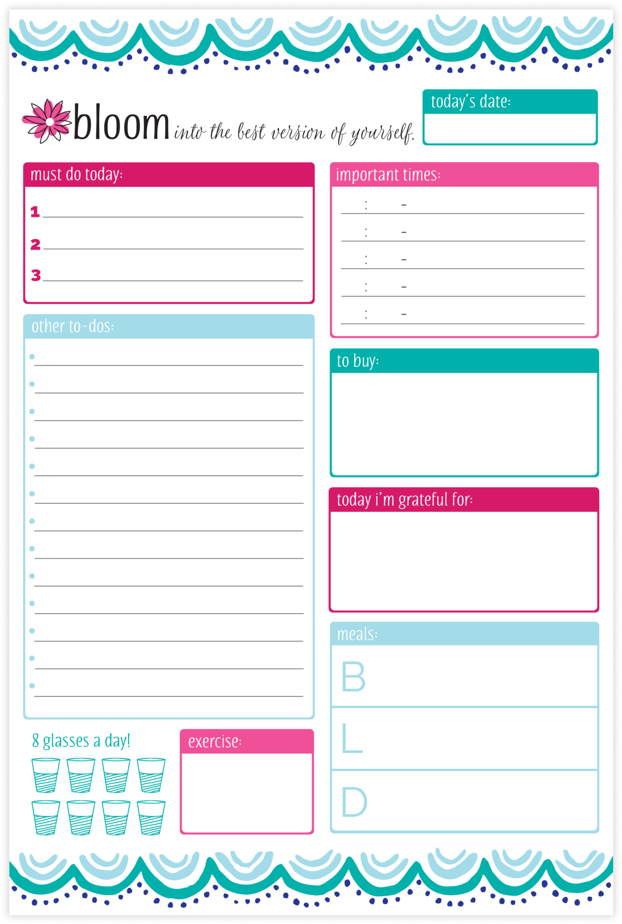 Lifestyle Watercolor Aztec V=1538328140 - Bloom Daily Planners Teal Daily Planning System Pad (1366x2048), Png Download