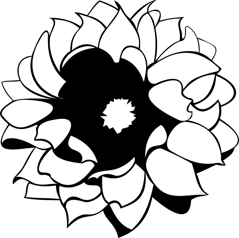 Blooming Flower Outline Rubber Stamp - Flower (800x796), Png Download