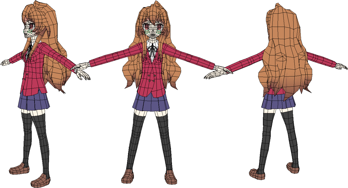 Anime Drawing 3d Modeling Clip Art - Aisaka Taiga 3d Model (1487x787), Png Download