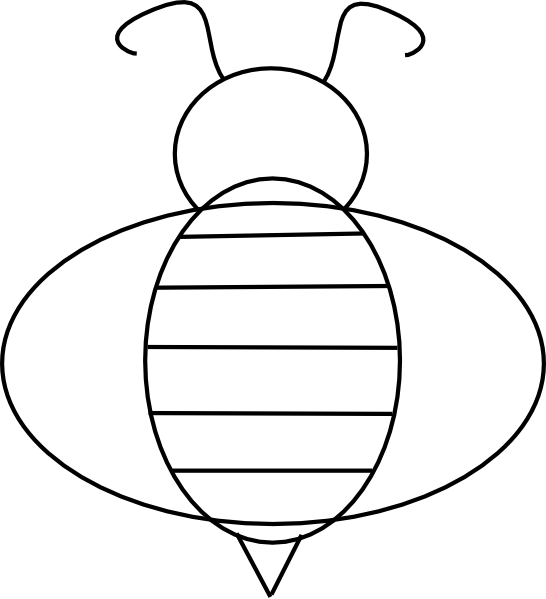 Bee Body Clipart Black And White (546x599), Png Download
