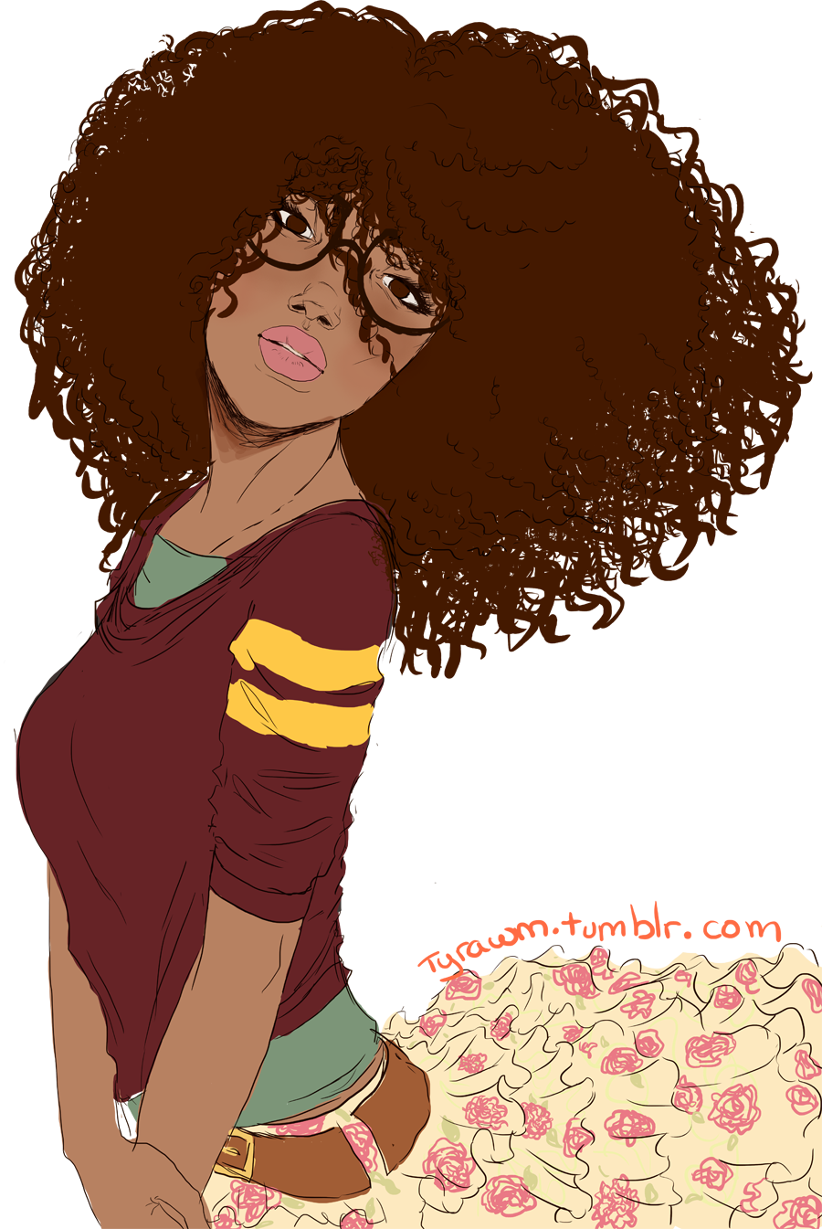 Drawn Curl Clipart - Curly Headed Girl Cartoon (900x1345), Png Download