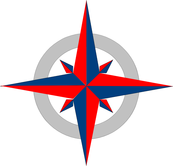 Red White And Blue Compass (600x577), Png Download
