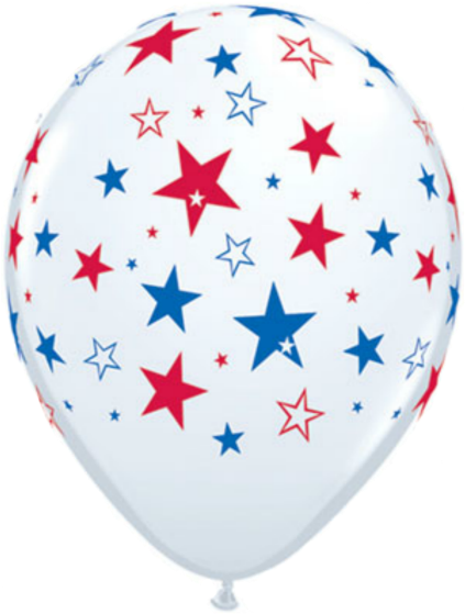 White Balloon With Red And Blue Stars - Pioneer Balloon Stars Balloons, White/red And Blue (600x600), Png Download