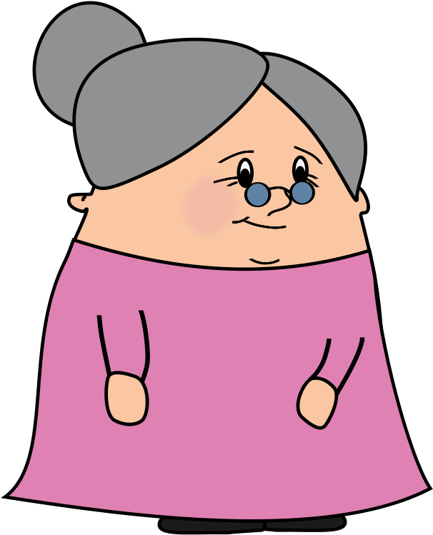 Cartoon Drawing Comics Silhouette Woman - Old Lady Clipart (750x750), Png Download