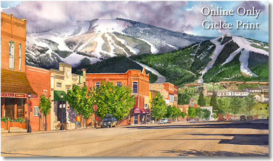 Original Traditional Watercolors By Gregory Effinger - Main Street Steamboat Springs (570x576), Png Download