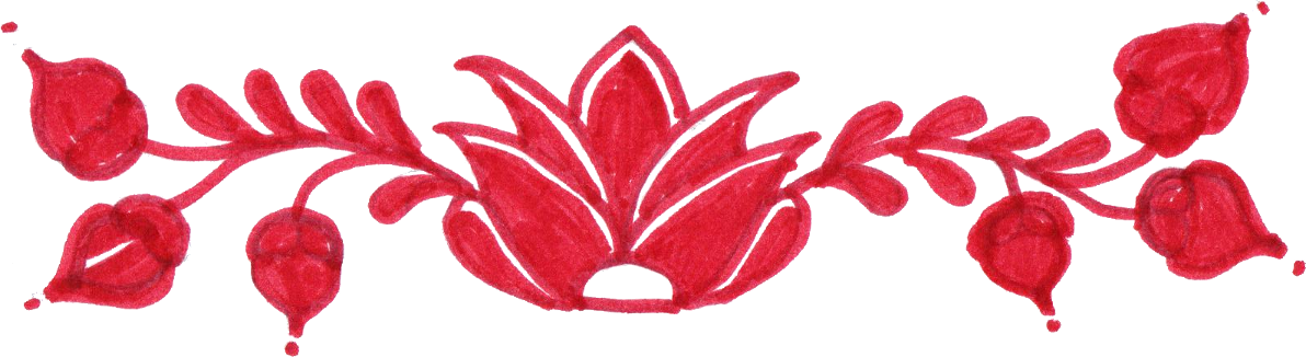 Red Page Divider - Hand Drawn Flower Divider Transparent (1192x326), Png Download