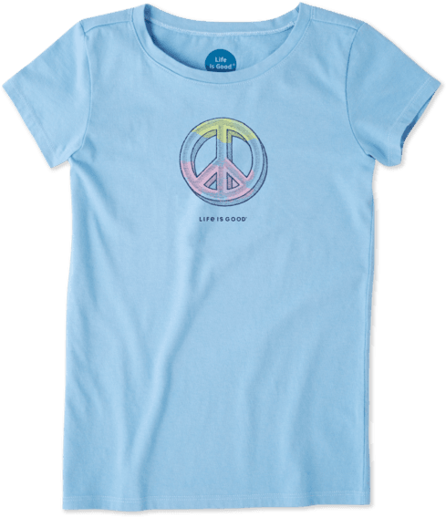 Girls Engraved Peace Sign Crusher Tee - Cat (570x570), Png Download