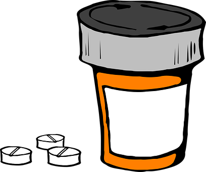 Pill Bottle Medicine Prescription Medical - Drug Clipart (408x340), Png Download