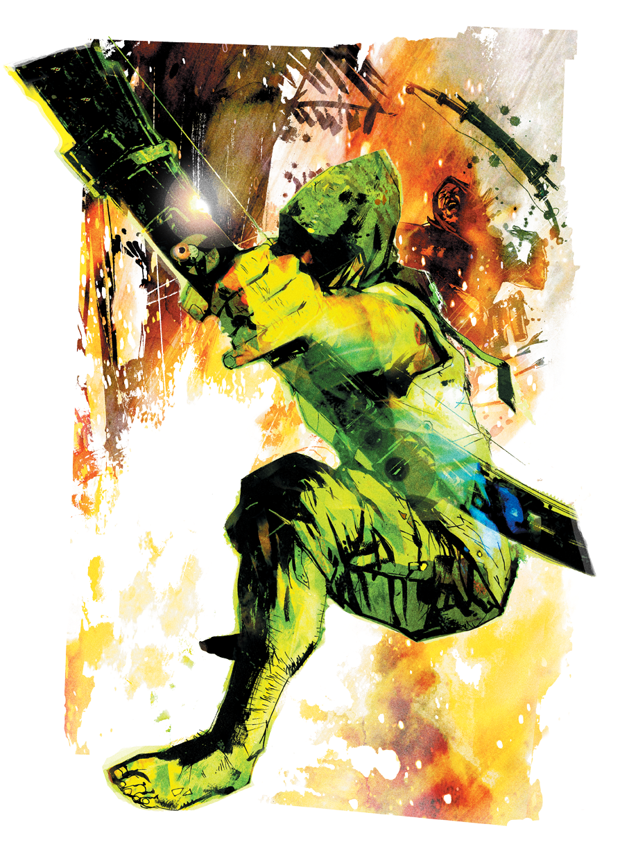 Justice League Painted Archer Men's Crewneck Sweatshirt - Green Arrow (900x1224), Png Download
