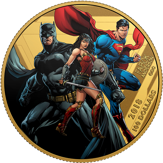 14-karat Gold Coin - Justice League Coins (570x570), Png Download