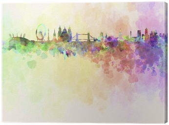 London Skyline In Watercolor Background Canvas Print - Brewster Home Fashions London Wall Mural (400x400), Png Download
