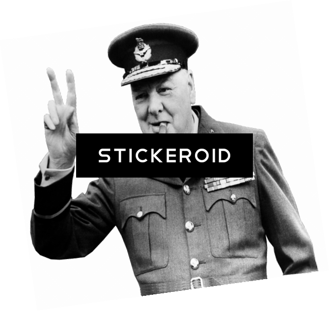 Winston Churchill Military Outfit V Sign (670x634), Png Download