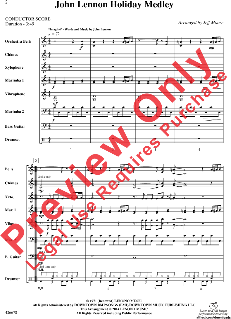 John Lennon Holiday Medley Thumbnail - Sinfonia In G Violin 2 (864x1152), Png Download