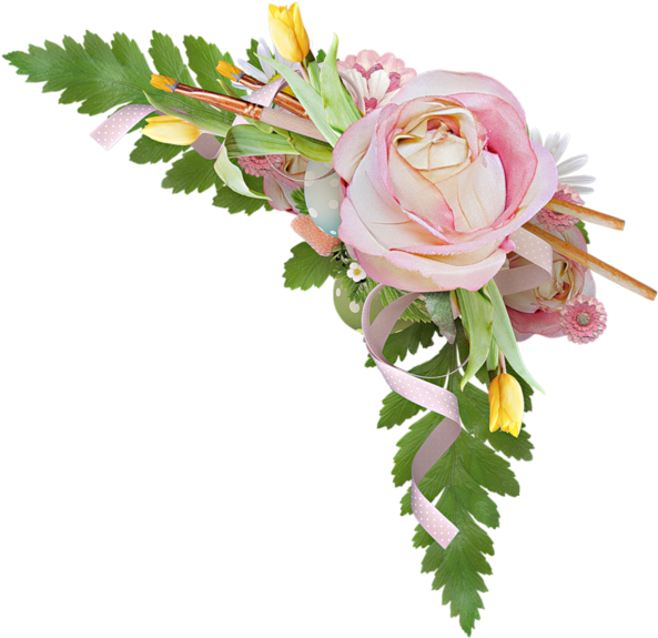 Corners Roses - Png Corner Pink Roses (600x582), Png Download