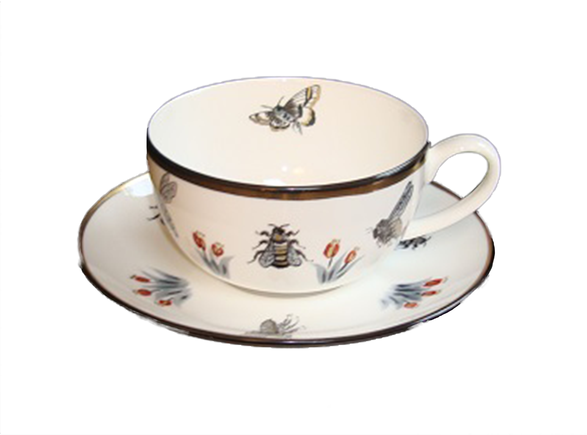 Tea Cup And Saucer Bees - Cup (1890x1417), Png Download