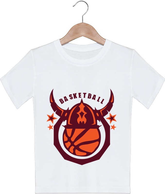 T-shirt Garçon Motif Basketball Casque Viking Logo (690x850), Png Download