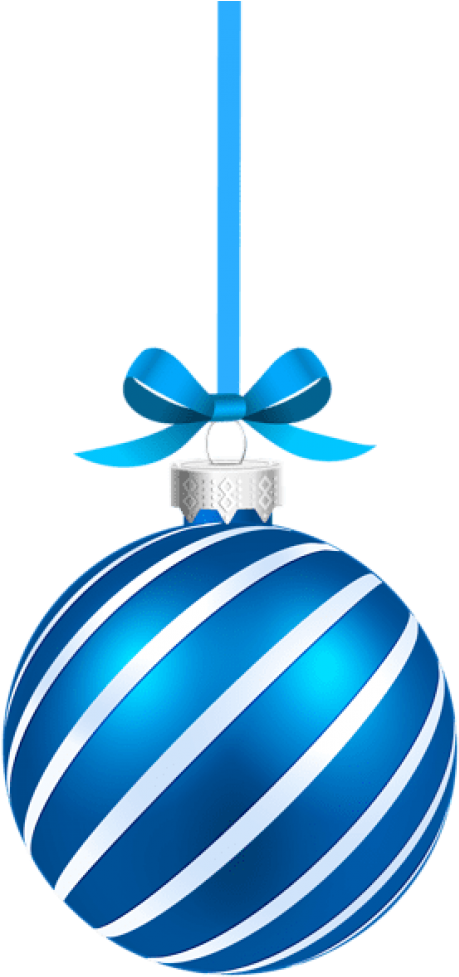 Blue Sriped Christmas Hanging Ball Png - Christmas Balls Vector Free (480x997), Png Download