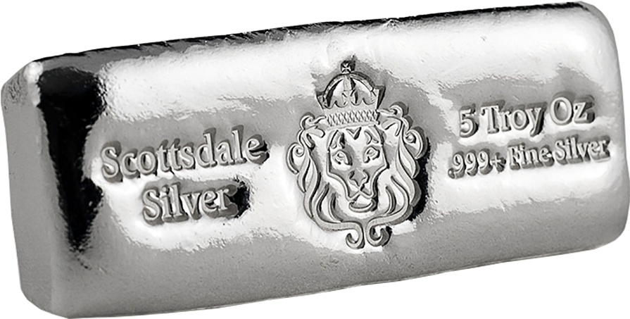 Scottsdale Mint 5oz Cast Silver Bar - 5 Oz Scottsdale Cast Bar (900x900), Png Download