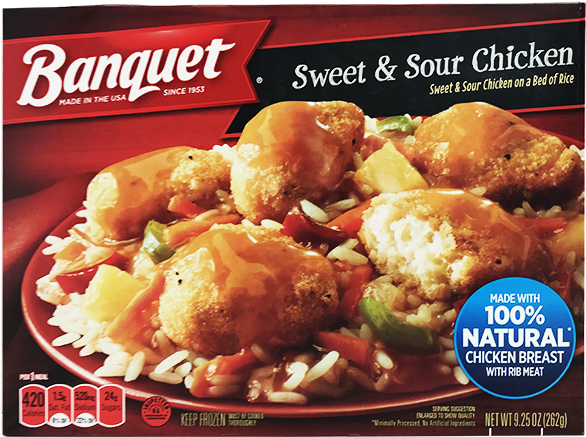 Banquet Meal, Sweet & Sour Chicken - Banquet Sweet & Sour Chicken - 9.25 Oz (650x498), Png Download